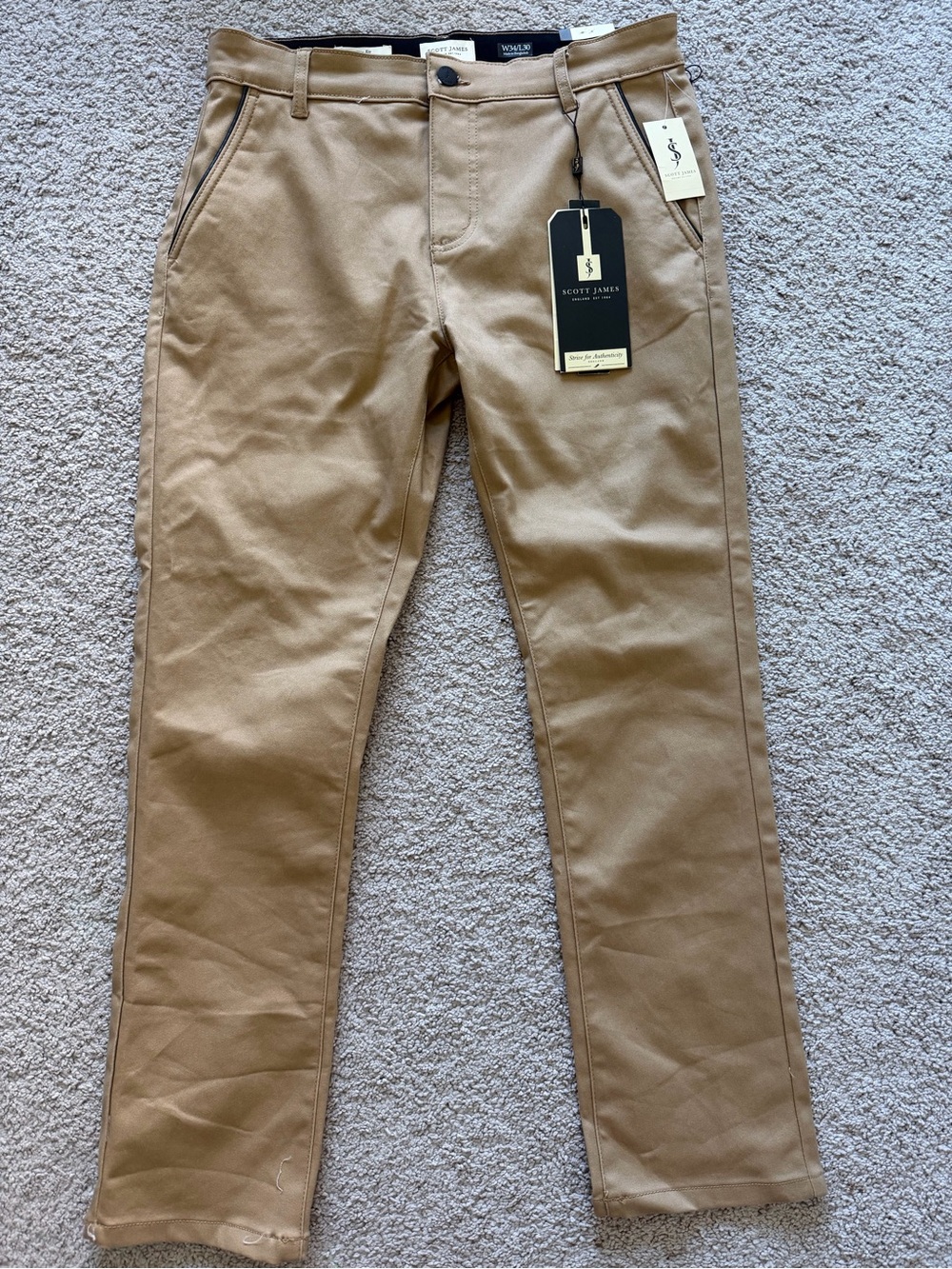 Scott James Men’s Slim Fit Stretch Khaki Pants Size 34x30 new
